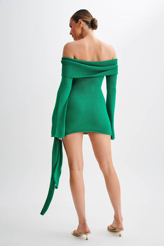 Celine Off-shoulder knitted mini dress