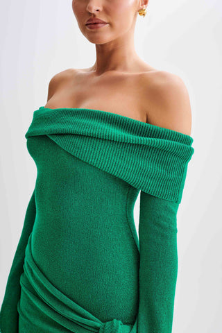 Celine Off-shoulder knitted mini dress