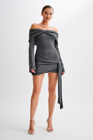 Celine Off-shoulder knitted mini dress