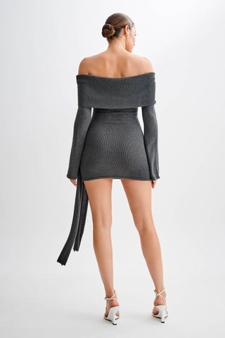 Celine Off-shoulder knitted mini dress